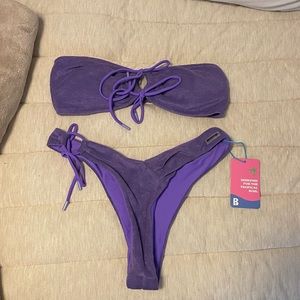 Blackbough purple terry cloth bikini size medium